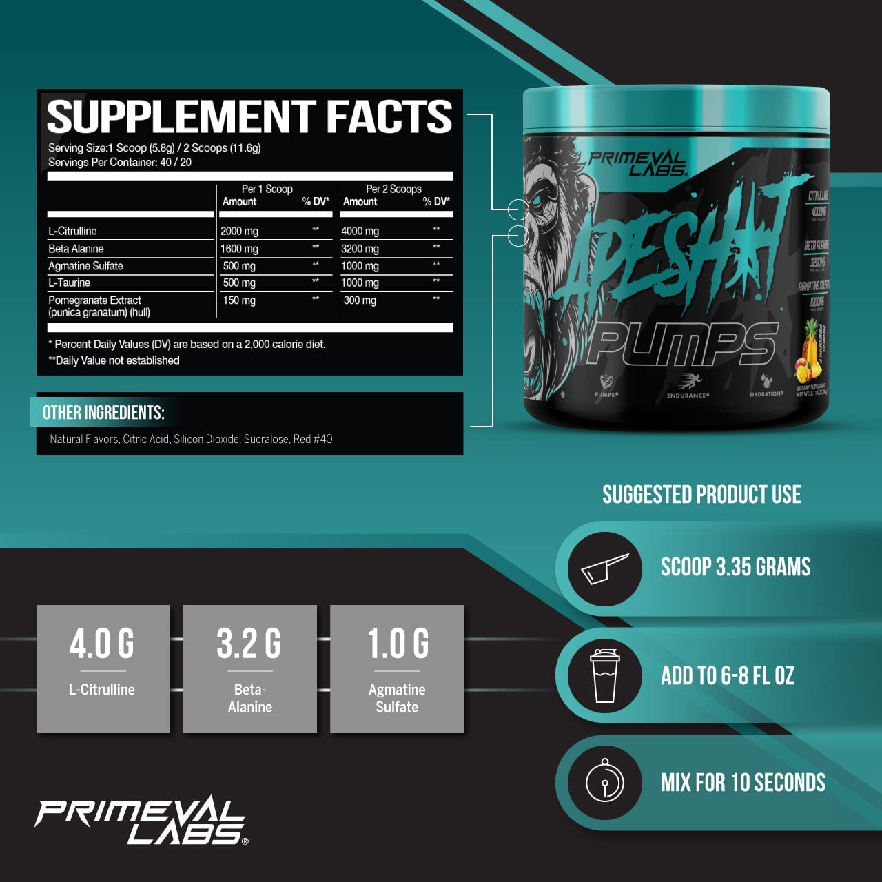 Primeval Labs Ape Pumps Caffeine Free PreWorkout Powder